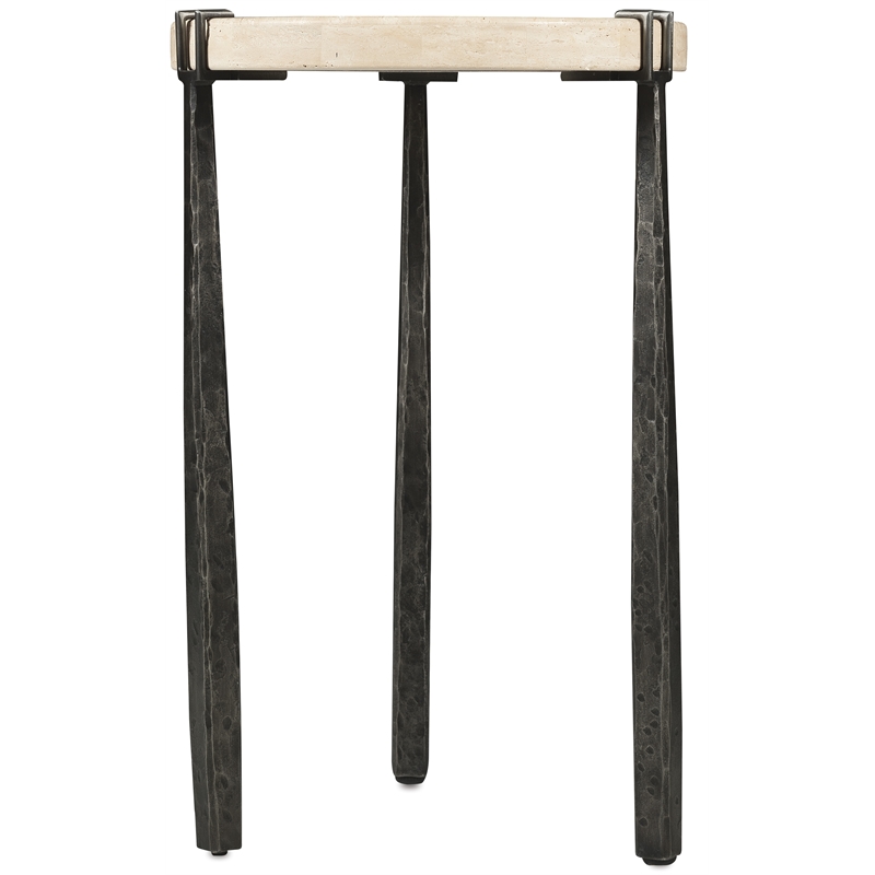 Bowery Hill Metal Spot Accent Table with Stone Top in Gray Finish
