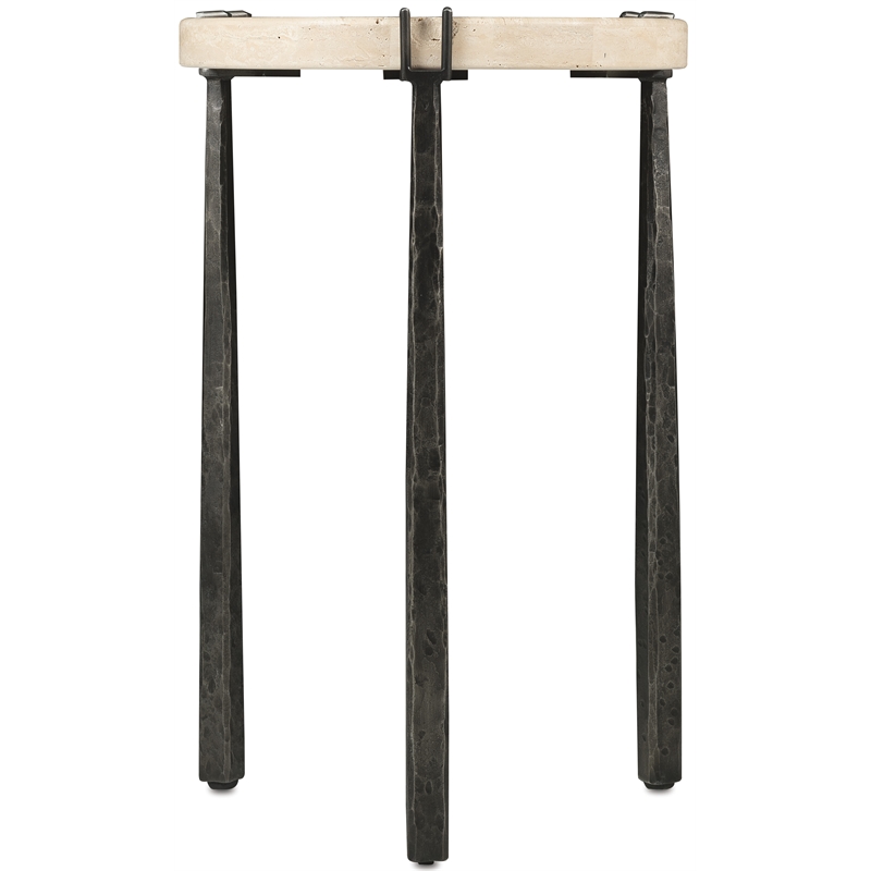 Bowery Hill Metal Spot Accent Table with Stone Top in Gray Finish