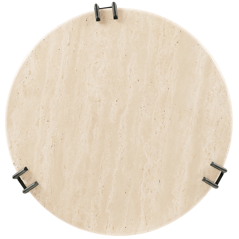 Bowery Hill Metal Spot Accent Table with Stone Top in Gray Finish