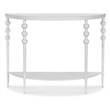 Bowery Hill Demilune Console with Glass Top in Cream Resin Finish