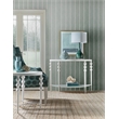 Bowery Hill Demilune Console with Glass Top in Cream Resin Finish