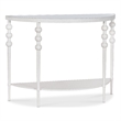 Bowery Hill Demilune Console with Glass Top in Cream Resin Finish