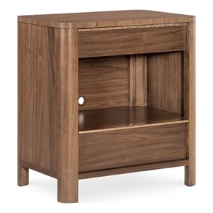 Bowery Hill 2-Drawer Nightstand with Charging Station in Medium Wood