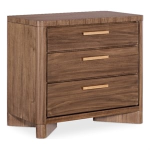Bowery Hill 3-Drawer Nightstand with Dual-Outlet Charging in Medium Wood