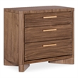 Bowery Hill 3-Drawer Nightstand with Dual-Outlet Charging in Medium Wood