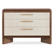 Bowery Hill 3-Drawer Chest with Grasscloth Fronts in Medium Wood