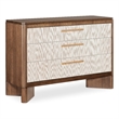 Bowery Hill 3-Drawer Chest with Grasscloth Fronts in Medium Wood