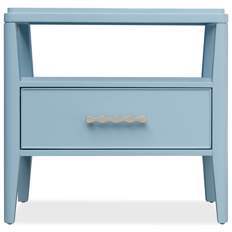 Bowery Hill 1-Drawer Nightstand with Open Shelf in Blue Wood