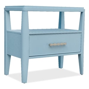Bowery Hill 1-Drawer Nightstand with Open Shelf in Blue Wood