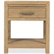 Bowery Hill 1-Drawer Nightstand with Pull-Out Shelf in Light Brown