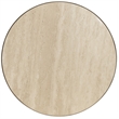 Bowery Hill Travertine Spot Table with Hide Base in Brown Leather