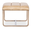 Bowery Hill Metal Framed Ottoman with Gold Frame in Brown Leather