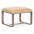 Bowery Hill Metal Framed Ottoman with Gold Frame in Brown Leather