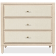 Bowery Hill 3-Drawer Nightstand with Fabric Fronts in Beige Wood
