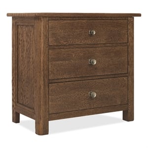Bowery Hill 3-Drawer Nightstand with USB Charging in Brown Wood