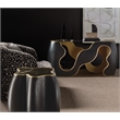 Bowery Hill Sculptural Gold-Top End Table in Black Resin Finish