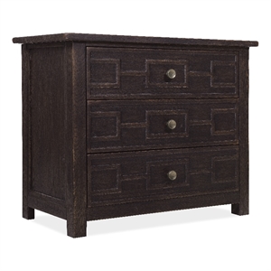 Bowery Hill 3-Drawer Bachelor's Chest with Geometric Fronts in Black Wood