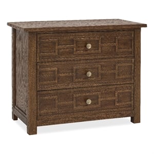 Bowery Hill 3-Drawer Bachelor's Chest with Geometric Fronts in Brown Wood