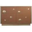 Bowery Hill Leather-Wrapped Hall Chest with Gold Accents in Brown