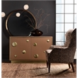 Bowery Hill Leather-Wrapped Hall Chest with Gold Accents in Brown