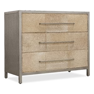 Bowery Hill Hair-on-Hide 3-Drawer Chest in Brown Leather Finish