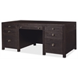 Bowery Hill 7-Drawer Executive Desk in Dark Burnt Timber Wood