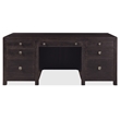 Bowery Hill 7-Drawer Executive Desk in Dark Burnt Timber Wood