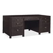 Bowery Hill 7-Drawer Executive Desk in Dark Burnt Timber Wood