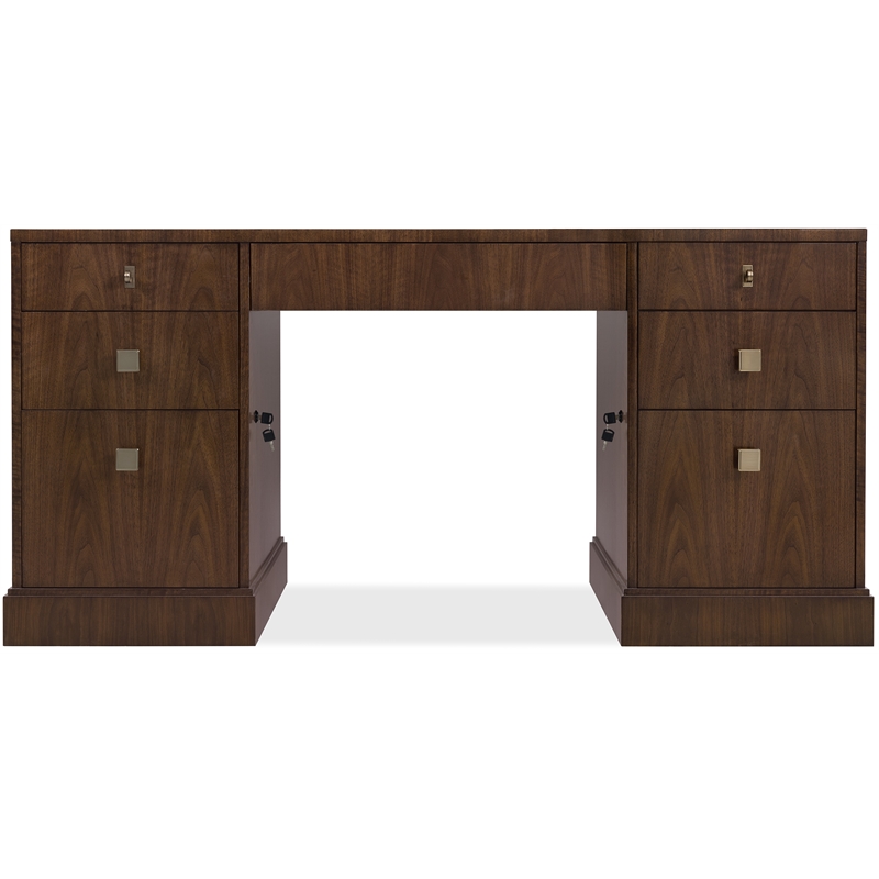Bowery Hill 7-Drawer Executive Desk in Rich Dark Walnut Finish