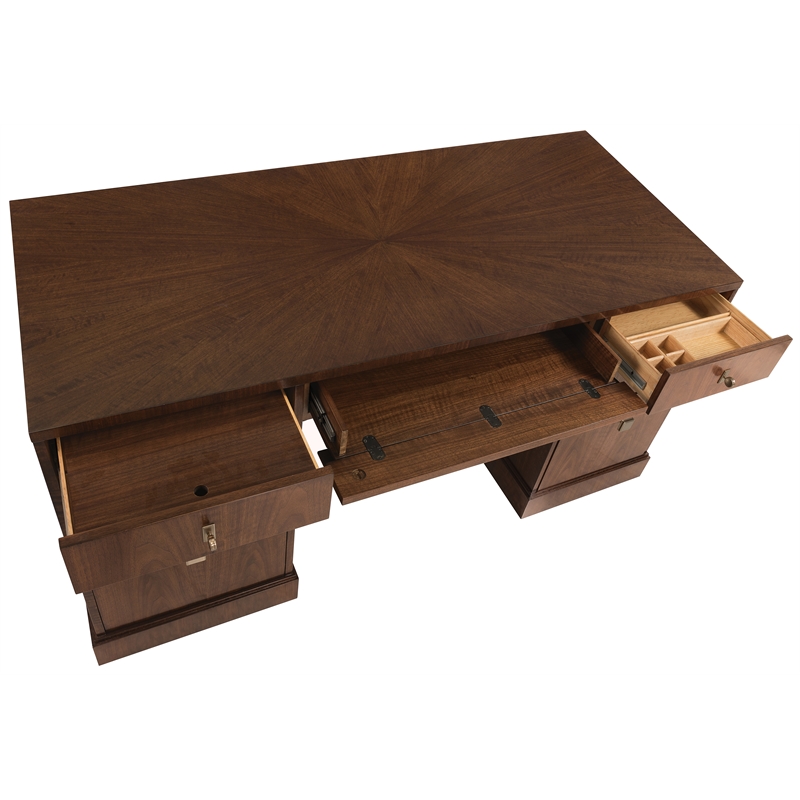 Bowery Hill 7-Drawer Executive Desk in Rich Dark Walnut Finish