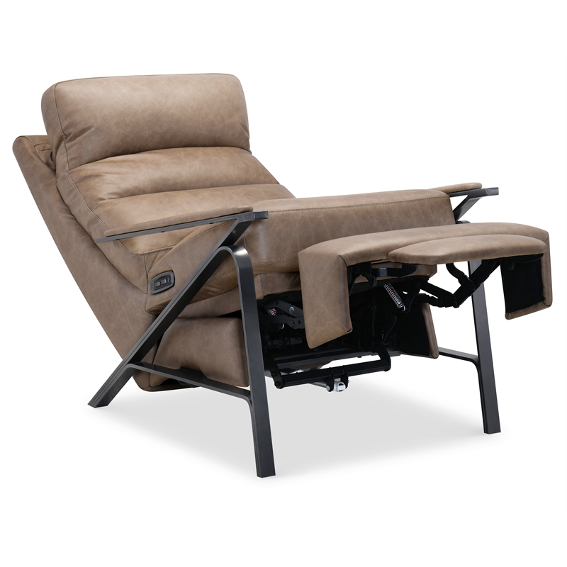 Bowery Hill Power Recliner with Power Headrest in Brown Leather
