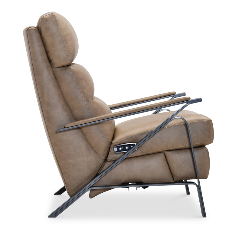Bowery Hill Power Recliner with Power Headrest in Brown Leather