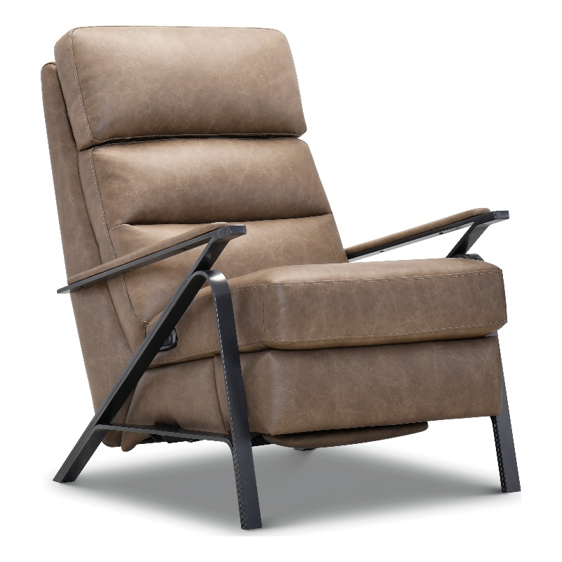 Bowery Hill Power Recliner with Power Headrest in Brown Leather