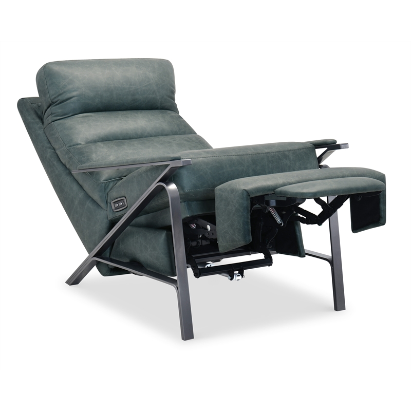 Bowery Hill Power Recliner with Power Headrest in Blue Leather