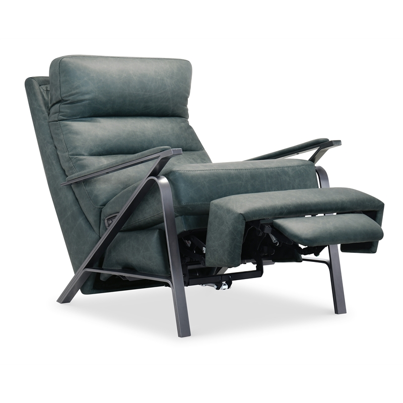 Bowery Hill Power Recliner with Power Headrest in Blue Leather