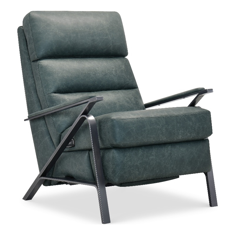 Bowery Hill Power Recliner with Power Headrest in Blue Leather
