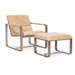 Bowery Hill Metal Framed Lounge Chair with Gold Frame in Brown