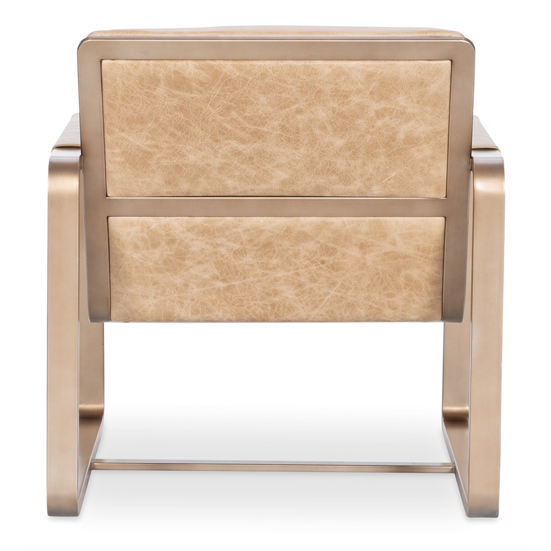 Bowery Hill Metal Framed Lounge Chair with Gold Frame in Brown