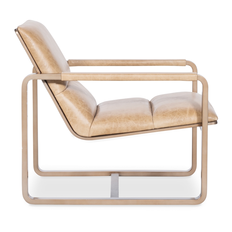 Bowery Hill Metal Framed Lounge Chair with Gold Frame in Brown