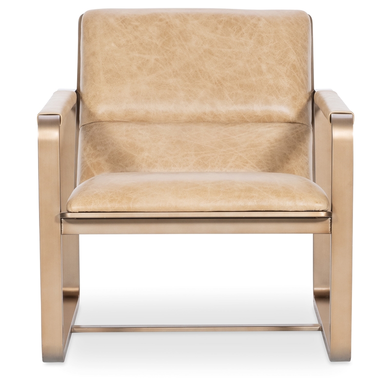 Bowery Hill Metal Framed Lounge Chair with Gold Frame in Brown