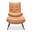 Bowery Hill Tufted Armless Accent Chair in Genuine Brown Leather