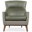 Bowery Hill Two-Tone Stationary Club Chair in Moss Green Leather