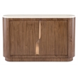 Bowery Hill Server with Honed Marble Top in Medium Wood Finish