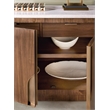 Bowery Hill Server with Honed Marble Top in Medium Wood Finish
