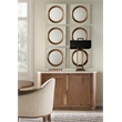 Bowery Hill Server with Honed Marble Top in Medium Wood Finish