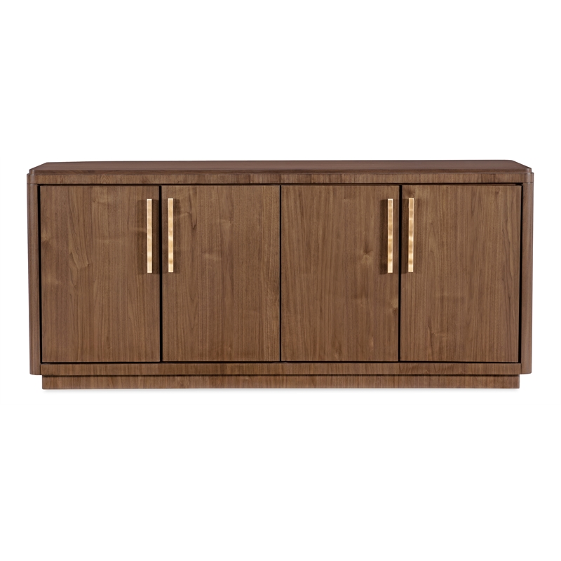 Bowery Hill 4-Door Buffet with Silverware Tray in Medium Wood