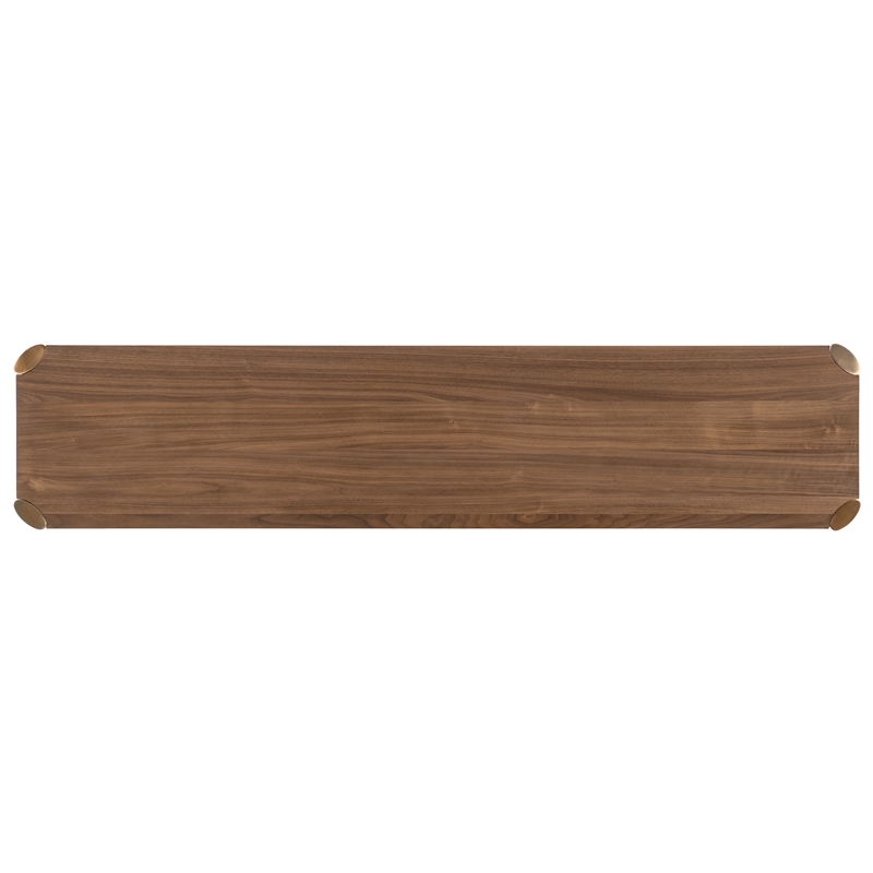 Bowery Hill Entertainment Console with Glass Shelf in Medium Wood