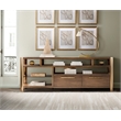 Bowery Hill Entertainment Console with Glass Shelf in Medium Wood