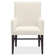 Bowery Hill Upholstered Arm Chair in Beige with Dark Wood Frame