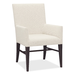 Bowery Hill Upholstered Arm Chair in Beige with Dark Wood Frame